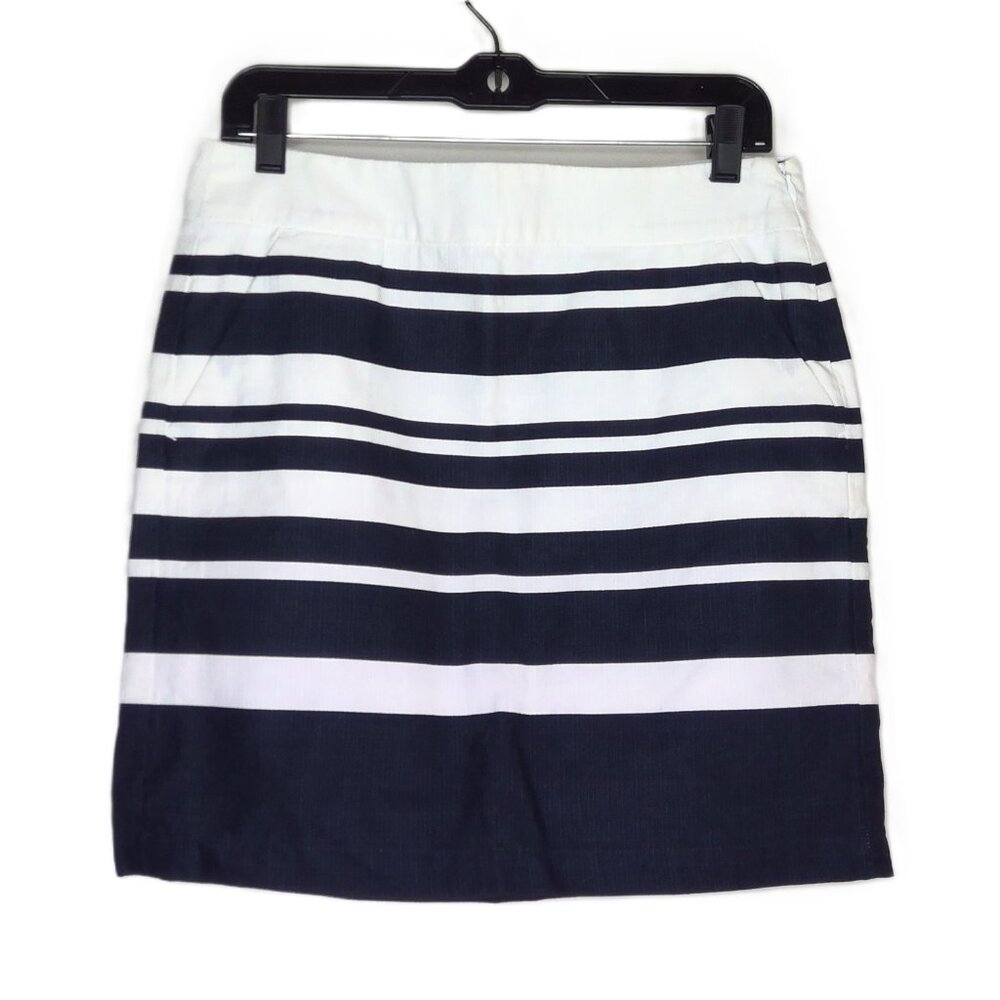 New Tommy Hilfiger Skirt Straight Lined Midnight Blue & White Stripe NWOT Sz 4